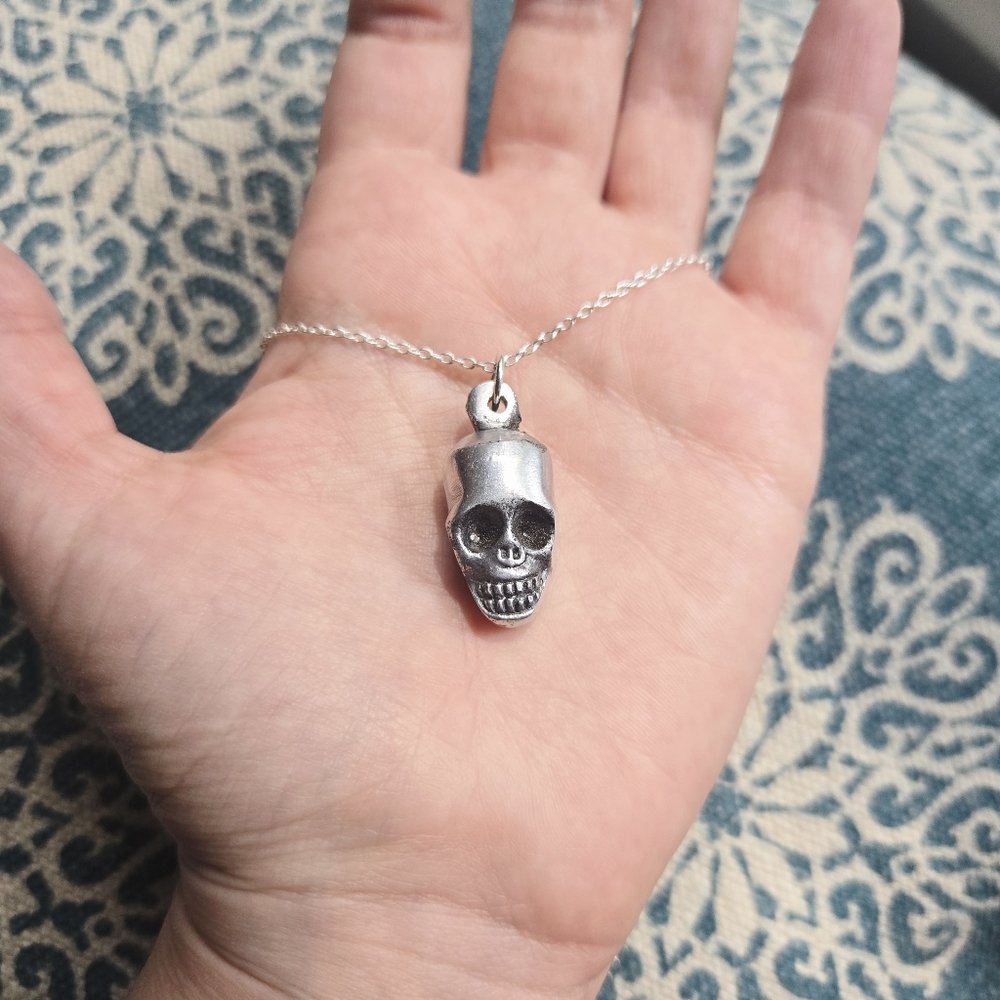 Vintage Silver Skull Necklace